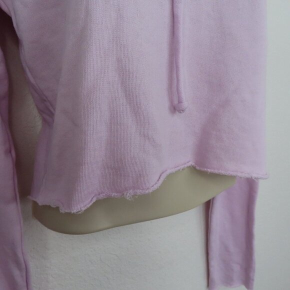 Wildfox Womens Large Pass the Rose Purple Pink Crop Hoodie Pullover Sweatshirt - Picture 4 of 10